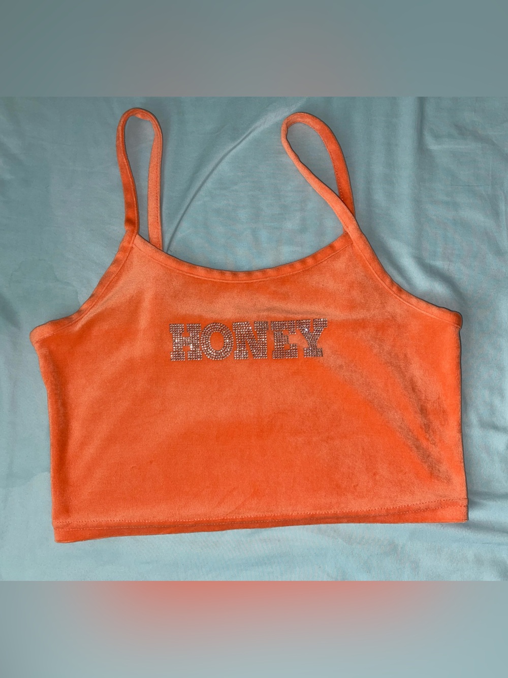 Rue21 Orange Rhinestone 'HONEY' Cropped Tank- Size M
